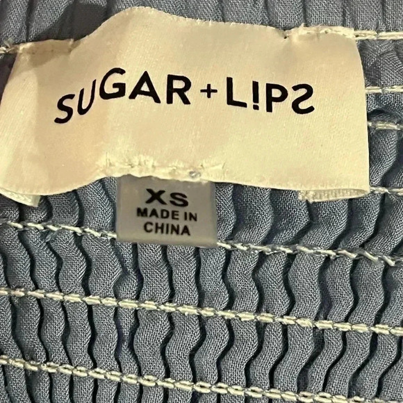 Sugar + Lips jumpsuit size XS spaghetti stripes, smocking EUC - Picture 9 of 12